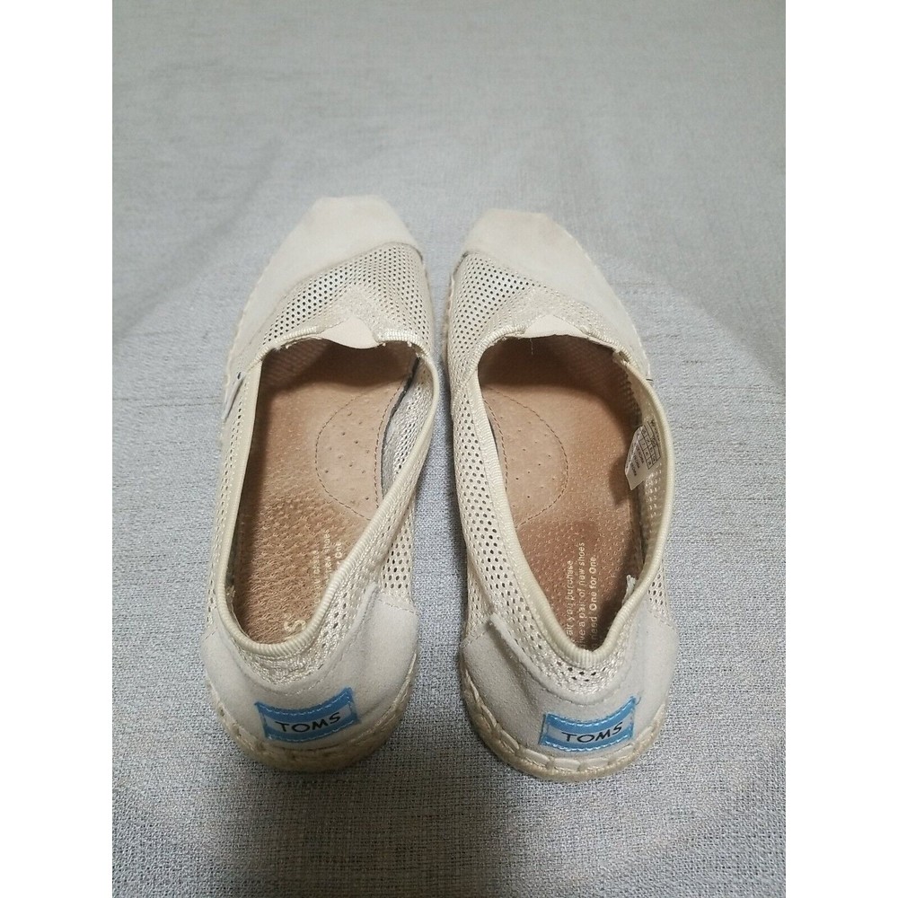 TOMS Alpargata Rope Espadrille Slip On Suede Mesh Womens Size 9 Flats Beige - Picture 5 of 16
